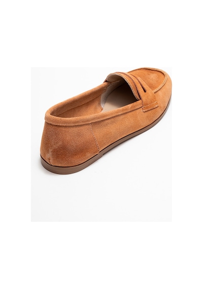 Luvishoes Luvi Shoes F02 Bal Köpüğü Süet Hakiki Deri Kadın Loafer Ayakkabı Ten Rengi