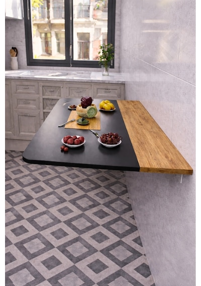 Duvara Monte Katlanır Masa & 2 Li Raf Seti Antrasit Çam 60x90 Cm Antrasit - Çam