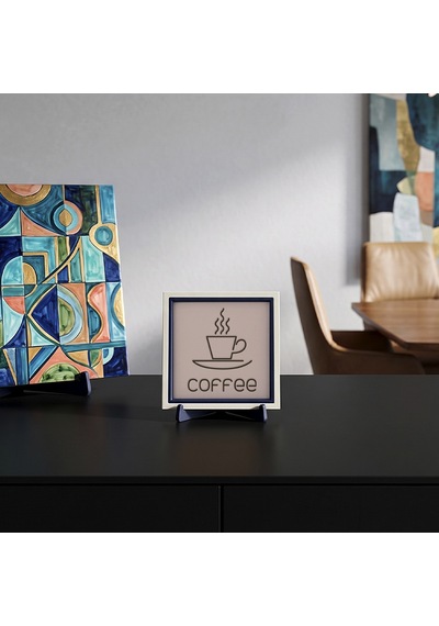 Minimalist Coffee Yazılı Dekoratif Obje, Kahve Molalarınızı Güzelleştiren Şık Aksesuar 10x10 Cm