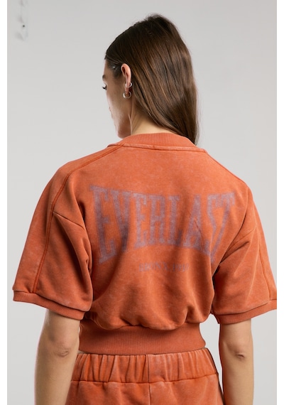 Everlast Bronx 1910 Oversize Turuncu Crop Kadın Kısa Kollu Sweatshirt Kiremit