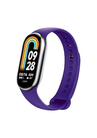 Xiaomi Mi Band 8 9 10 Uyumlu Akıllı Bileklik Silikon Kordon Kayış Mor Koyu