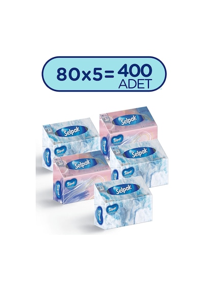 Selpak El Ve Yüz Havlusu 5'li 400 Yaprak Kutulu