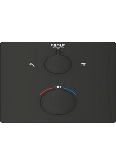 Grohe Grohtherm Termostatik Banyo/duş Bataryası 2 Çıkışlı Divertörlü - 1022092430 Siyah Siyah