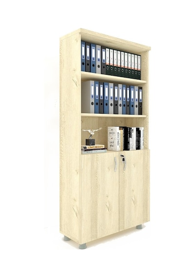 Modüler Dünyası Kapaklı Kitaplık Dosya Dolabı Meşe - 80X38X188 Meşe