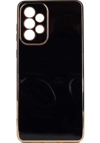Kilifone - Galaxy A73 Uyumlu Kılıf Kenarları Parlak Altın Renkli Silikon Bark Kapak - Siyah - T21629