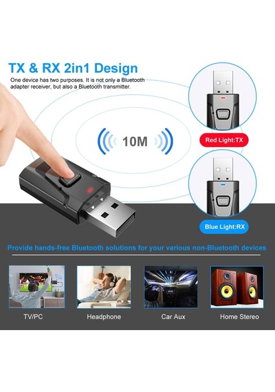 Bluetooth Alıcı Adaptörü, Bluetooth 5.0 Stereo Alıcı Eller Serbest Araç Kitleri Mini Kablosuz 3,5 Mm Aux Çıkı