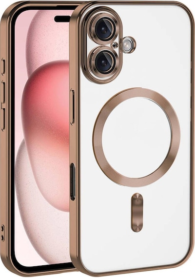 Teknomoda Apple iPhone 16 Kılıf Kamera Lens Korumalı Renkli Magsafe Şarj Uyumlu Şeffaf Silikon Bej Gold