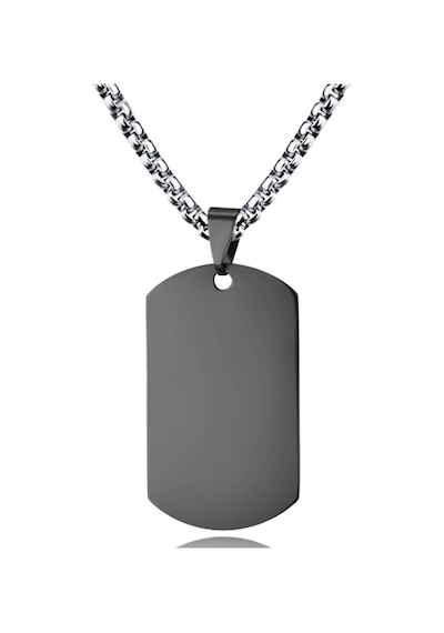 Chavin Büyük Parlak Siyah Dogtag Asker Künyesi Çelik Kolye Ds68Sy (478258024)