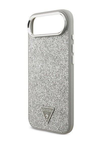 Apple Uyumlu iPhone 17 Air Kılıf Guess Lisanslı M-safeli Metal Kamera Çerçeveli Üçgen Logolu Glitter Gri Gri