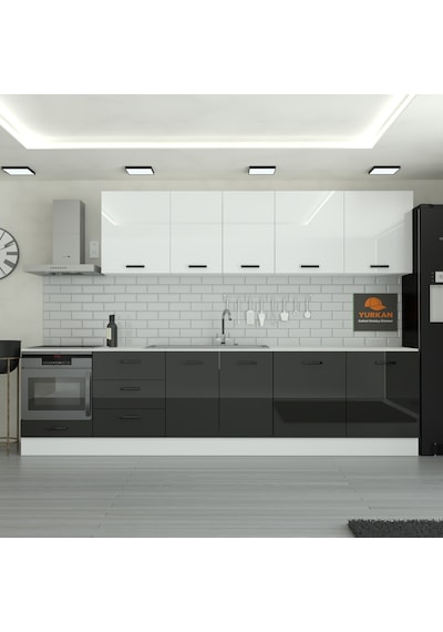 300 Cm Mutfak Dolabı Mdf Kapak Tezgah Dahil Yrkn320 99 Siyah