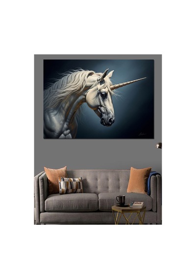 Beyaz Kanatlı Mistik Unicorn Atı Yağlı Boya Dokulu Kanvas Tablo Canvas Tablosu