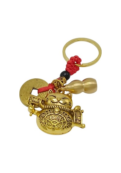 Maneki Neko Pirinç Anahtarlık Üçlü Şans Figür Noprnc01 Gümüş