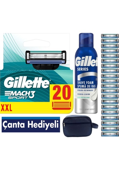 Mach3 Start 20 Adet Yedek Tıraş Bıçağı + 200 Ml Köpük + Seyahat Çantası Hediyeli