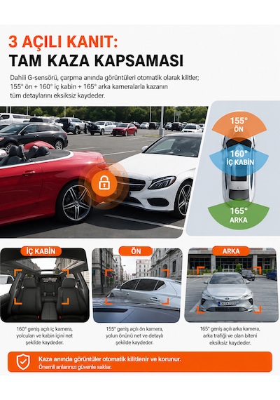 Vantrue Nexus 4 Pro S 3 Kameralı 4k Uhd Wi-fi Gps Araç Kamerası