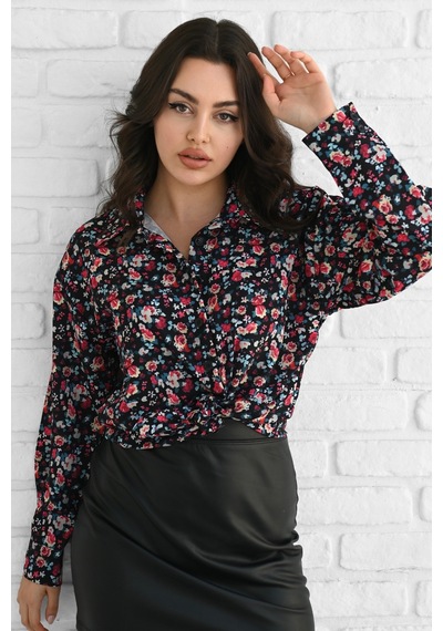 Koza Butik Kadın Uzun Kollu Desenli Gömlek 1529-23 001