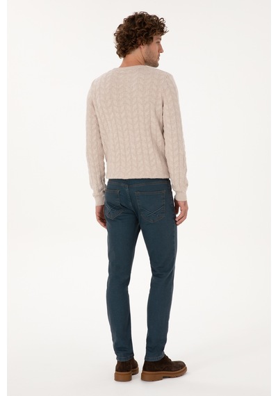 U.S. Polo Assn. Erkek Koyu Mavi Slim Fit Petrol Jean Pantolon 50308119-VR102