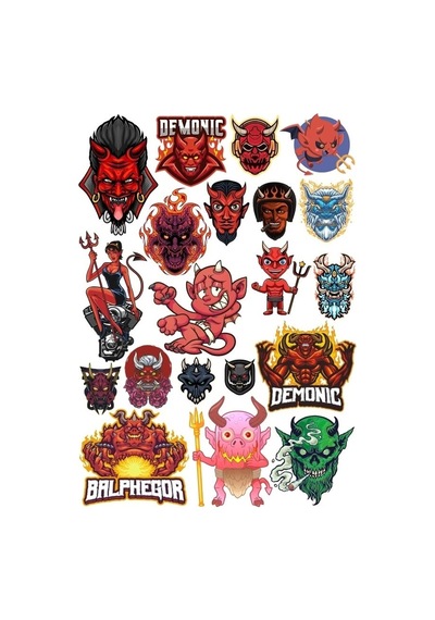 Şeytan Sticker Set 16 16 Parça Telefon, Tablet, Defter, Laptop Sticker