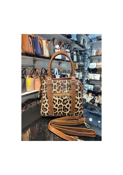 Miami Polo Club Leopar Orijinal Kadın Gold Detaylı El Ve Omuz Çantası Uzun Askısı Mevcuttur En 24 Cm Boy 24 Cm