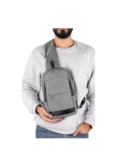 Strong Kulaklık Çıkışlı Tek Kol Göğüs Ve Sırt Çantası ,çapraz Çanta Body Bag Tk01 Gri