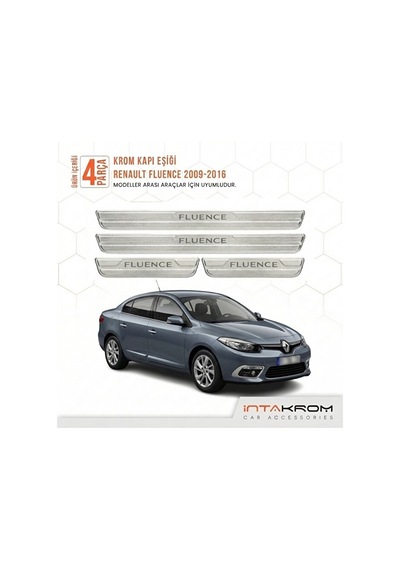 Renault Fluence 2009-2016 Uyumlu Satine Krom Kapı Koruma Eşiği 4