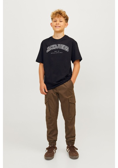 Jack & Jones Jjecaleb Varsıty Tee Ss O Siyah Erkek Çocuk Kısa Kol T-shirt SIYAH