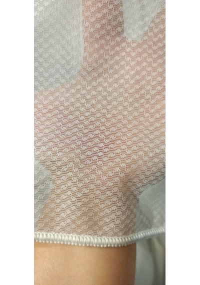 Spor Desen Örme Tül Perde / Ölçünüze Özel Dikim Kırık Beyaz