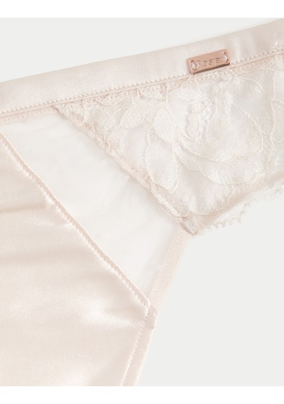 Marks & Spencer Dantel Detaylı İpek High Leg Külot T81006470L Krem