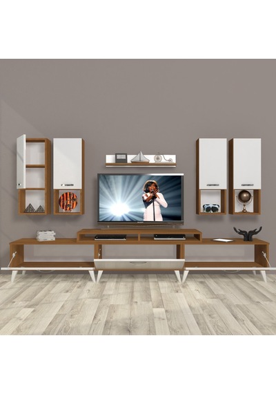 Decoraktiv Ekoflex 8da Mdf Retro Tv Ünitesi Tv Sehpası - Ceviz Beyaz Ahşap - Beyaz Decoraktiv Ekoflex 8da Mdf Retro Tv Ünitesi Tv Sehpası - Ceviz Beyaz Ahşap - Beyaz