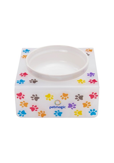 Petmagic Akrilik Beyaz Seramik Tekli Evcil Hayvan Kedi Ve Mini Irk Köpek Mama Kabı-mat Pati