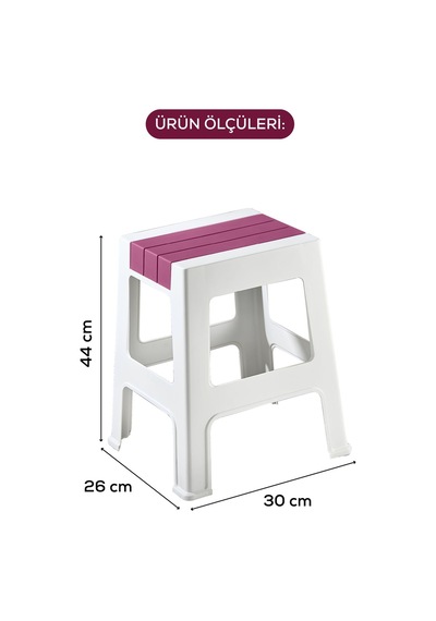 Vienev Plastik Büyük Tabure Pembe Pembe