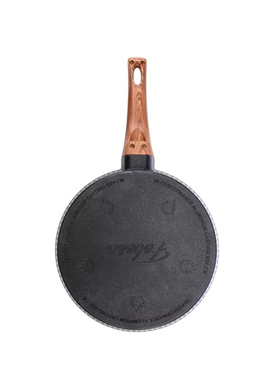 24 Cm Febern Premium Bio Granit Alüminyum Döküm Nisch Tava Siyah-koyu Ahşap Kulp