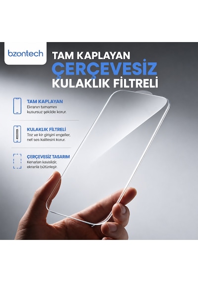 İphone 17 İle Uyumlu 300cc Yeni Nesil Çerçevesiz Tam Kaplayan Ekran Koruyucu Daraltma Yapmaz Large Kavisli