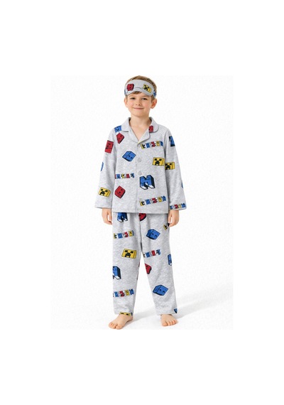 Free Beka Erkek Çocuk Önden Düğmeli Desenli Pijama Takımı %100 Pamuklu Pijama Takımı Çok Renkli