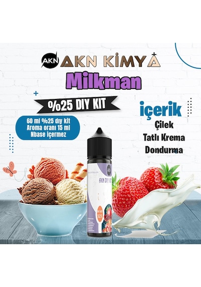 One Hit Wonder Milkman Yoğun Dıy Kit Çilek Krema Gıda Aroması %25 Oranda Aroma İçerir Hazır Değildir 60 Ml