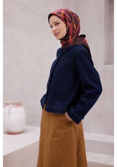 Belli Twill İpek Eşarp 4200-82 Kahverengi
