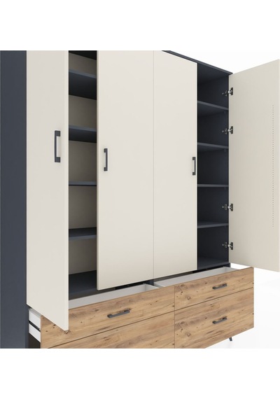 Hyperion Gardrop 10 Raflı 4 Çekmeceli 4 Kapaklı 176x44x221 Antrasit-aytaşı/çam Aytaşı/çam Hyperion Gardrop 10 Raflı 4 Çekmeceli 4 Kapaklı 176x44x221 Antrasit-aytaşı/çam Aytaşı/çam