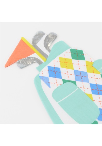Meri Meri - Golf Bag Shaped Napkins - Golf Çantası Şekilli Peçeteler - 16 Adet