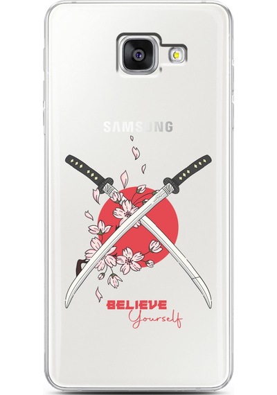 Samsung Uyumlu A5 2016 Sakura Sword Tasarımlı Süper Şeffaf Telefon Kılıfı Çok Renkli