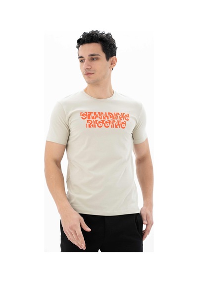 AR-MA Arma Erkek Slim Fit Bisiklet Yaka Tişört Y25344452001 Bej