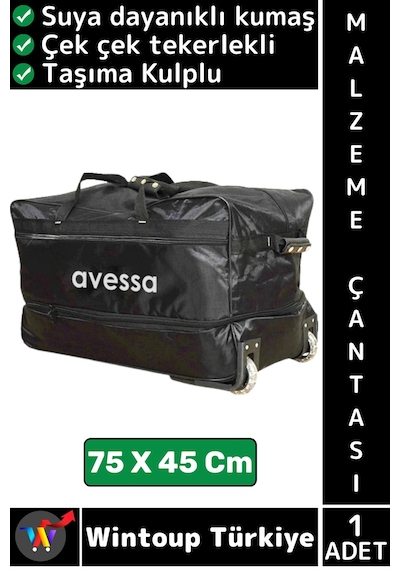 Çanta Suya Dayanıklı Kumaş Spor Okul Futbol Antrenman Çek Çek Tekerlekli Malzeme Çantası 75 X 45 Cm Çok Renkli