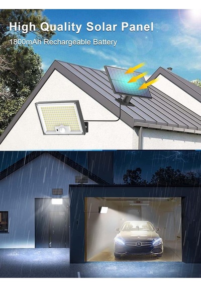 Sigrill 2'li Hareket Sensörlü Güneş Enerjili Işıklar, 172 Led, Ip65 Su Geçirmez