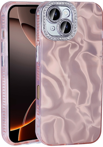 Apple Uyumlu iPhone 16 Kılıf Taş Süslemeli Ve Köşeleri Airbagli Şık Parlak Silikon Kapak Ryc/esila Rose