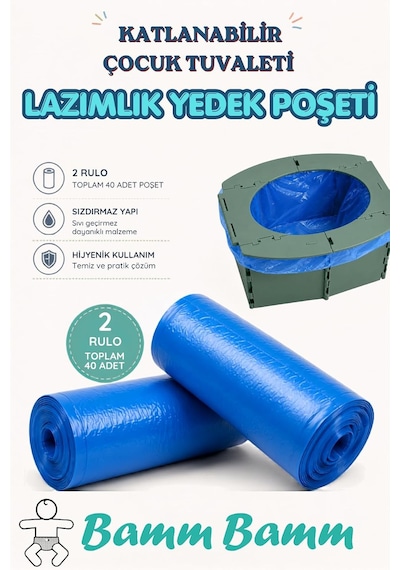 Lazımlık Poşeti - Katlanabilir Çocuk Tuvaleti Lazımlık Yedek Poşeti Çok renkli