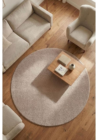 Yuvarlak Puffy Yumuşak Peluş Halı , Kaymaz, Yıkanabilir, Antre, Hol, Mutfak, Makyaj Masası Halısı Vizon