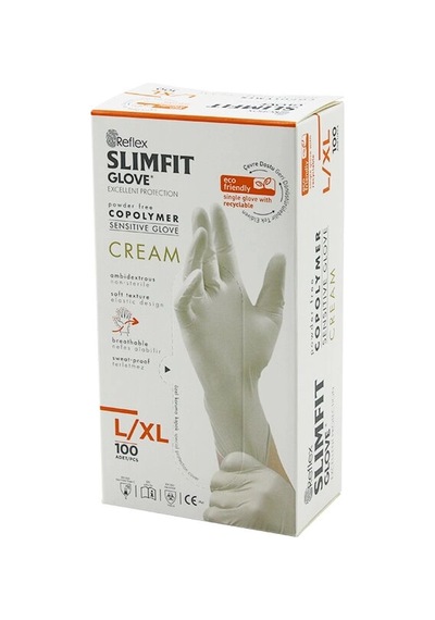 Reflex Slimfit Glove Kod-028 L-xl Krem Pudrasız Muayene Eldiven 100lü Bx40