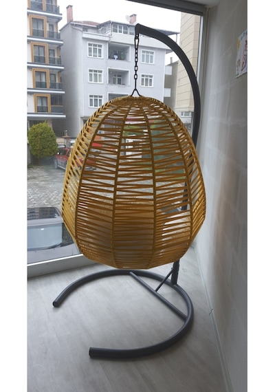 Tezdoor Salıncak, Tek Kişilik Sarı Renk Salıncak, Bahçe-balkon Salıncağı Yastık Hediye