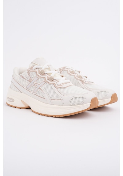 Muggo Hynex Kadın Kalın Taban Bağcıklı Günlük Sneaker Spor Ayakkabı Bej