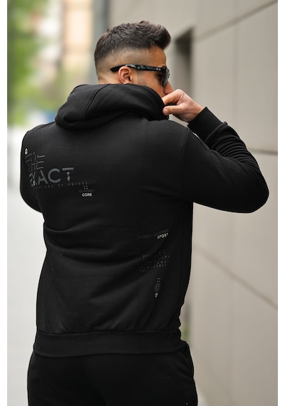Tommy Life Erkek Kapüşonlu Cepli Sweatshirt 88010 Siyah