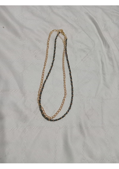 Modern Çift Kolye Koyu Yeşil