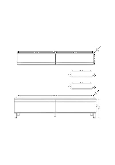 Decoraktiv Eko 5 Mdf Std Krom Ayaklı Tv Ünitesi Tv Sehpası Pera - Siyah